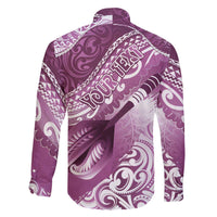 Personalised New Zealand Aotearoa Darts Masters Family Matching Off The Shoulder Long Sleeve Dress and Hawaiian Shirt Maori Art Tattoo with Tribal Dart Symbol Pink - Polynesian Pride