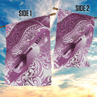 Personalised New Zealand Aotearoa Darts Masters Garden Flag Maori Art Tattoo with Tribal Dart Symbol Pink - Polynesian Pride