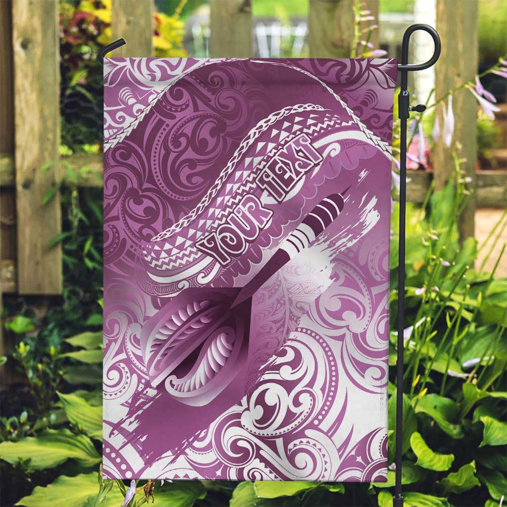 Personalised New Zealand Aotearoa Darts Masters Garden Flag Maori Art Tattoo with Tribal Dart Symbol Pink - Polynesian Pride