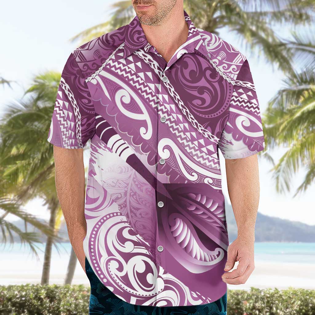 Personalised New Zealand Aotearoa Darts Masters Hawaiian Shirt Maori Art Tattoo with Tribal Dart Symbol Pink - Polynesian Pride