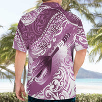 Personalised New Zealand Aotearoa Darts Masters Hawaiian Shirt Maori Art Tattoo with Tribal Dart Symbol Pink - Polynesian Pride
