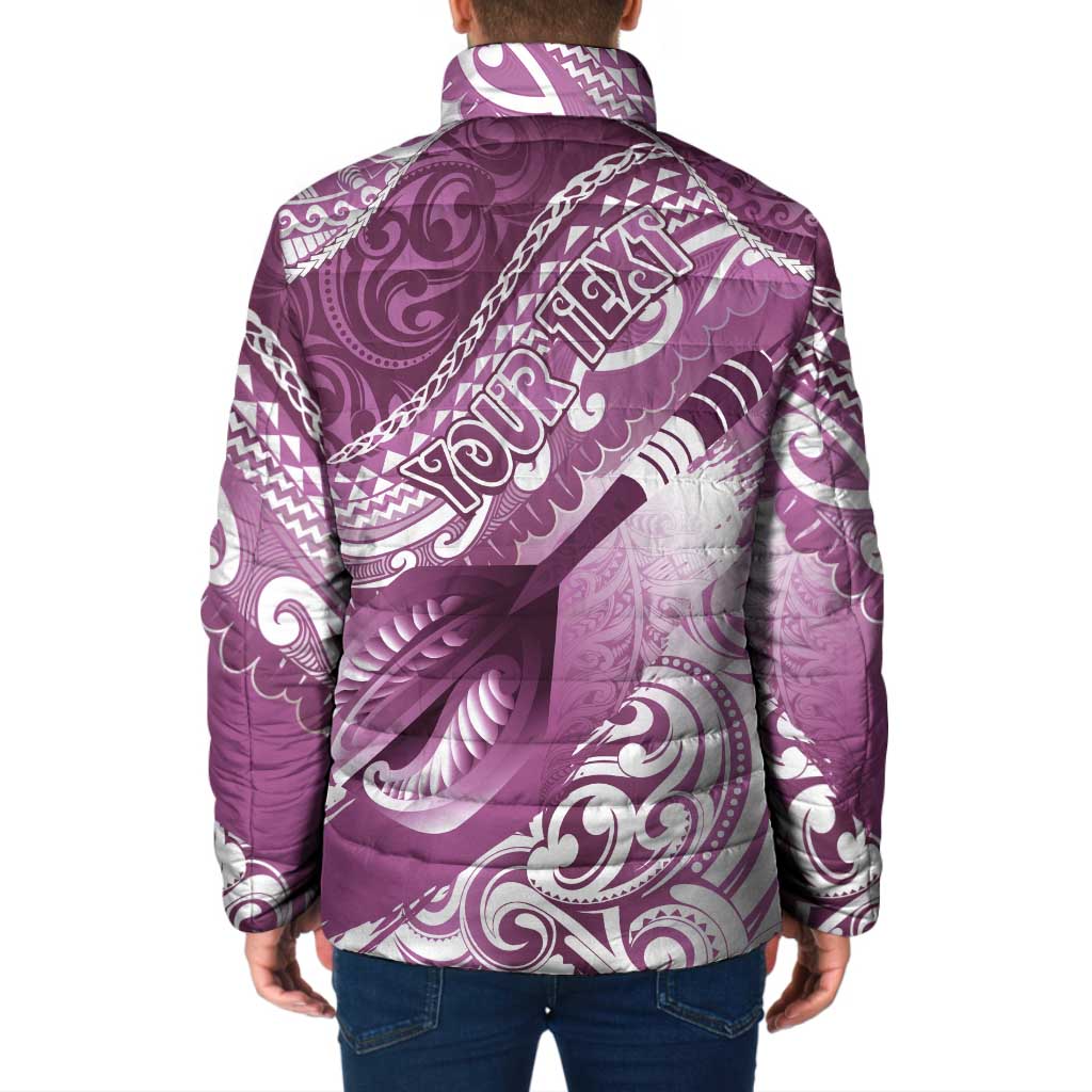 Personalised New Zealand Aotearoa Darts Masters Padded Jacket Maori Art Tattoo with Tribal Dart Symbol Pink - Polynesian Pride
