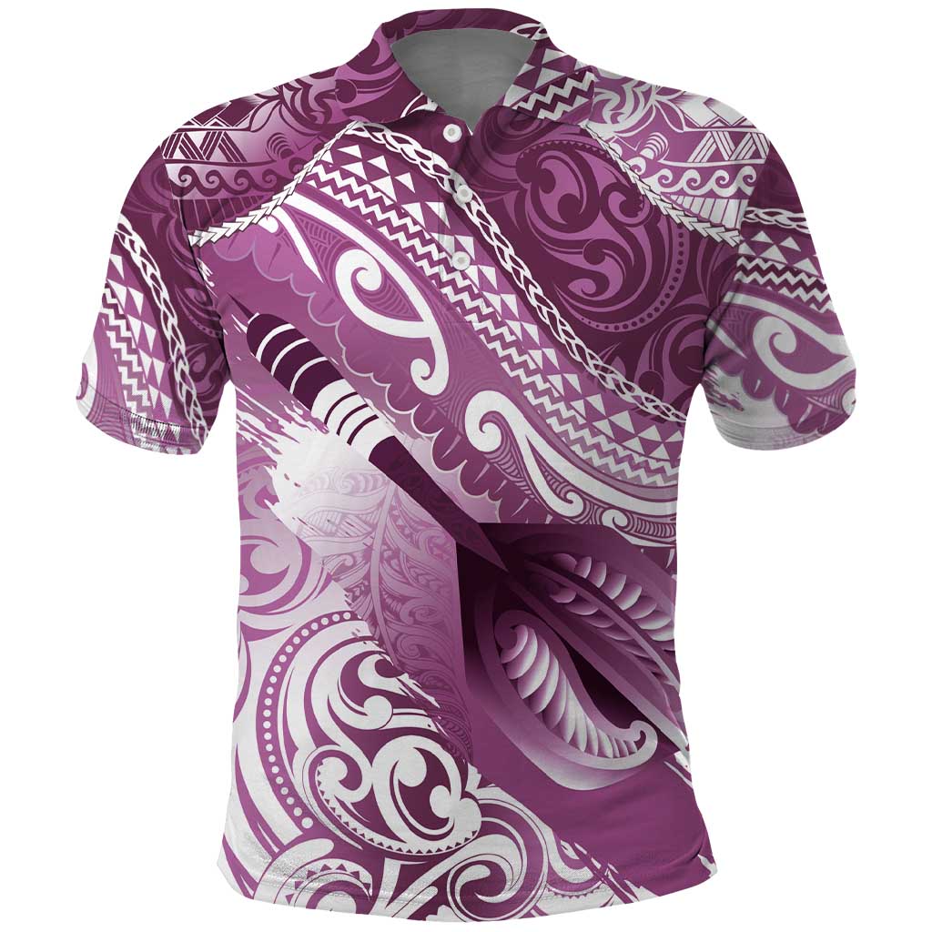 Personalised New Zealand Aotearoa Darts Masters Polo Shirt Maori Art Tattoo with Tribal Dart Symbol Pink - Polynesian Pride