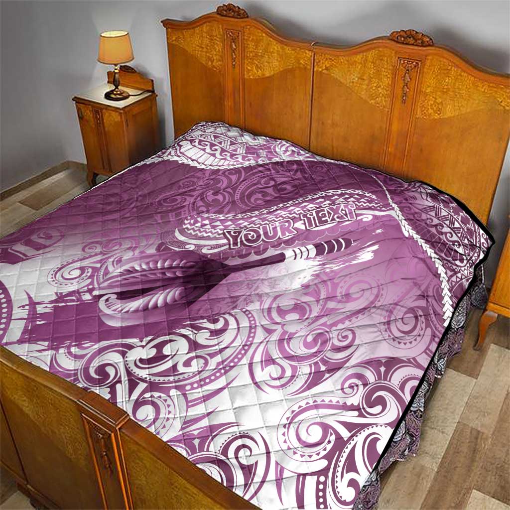 Personalised New Zealand Aotearoa Darts Masters Quilt Maori Art Tattoo with Tribal Dart Symbol Pink - Polynesian Pride