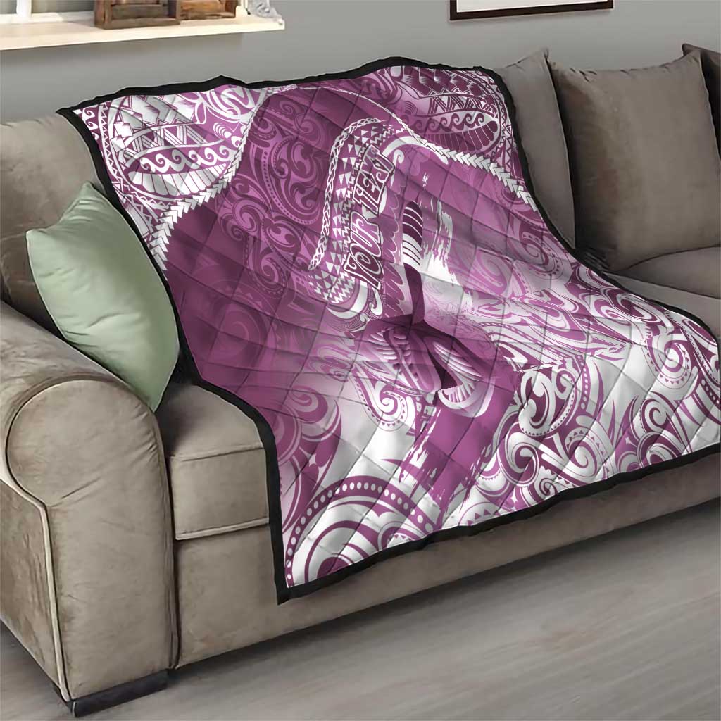 Personalised New Zealand Aotearoa Darts Masters Quilt Maori Art Tattoo with Tribal Dart Symbol Pink - Polynesian Pride