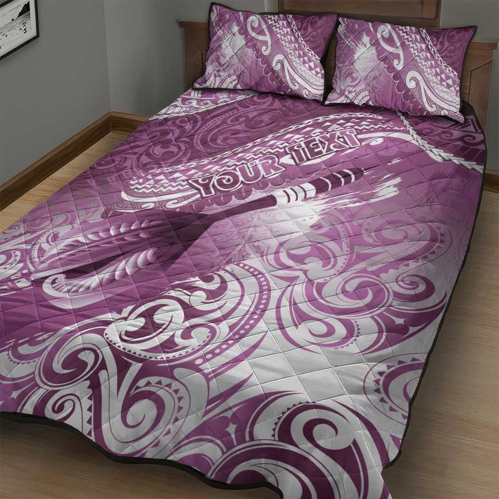 Personalised New Zealand Aotearoa Darts Masters Quilt Bed Set Maori Art Tattoo with Tribal Dart Symbol Pink - Polynesian Pride