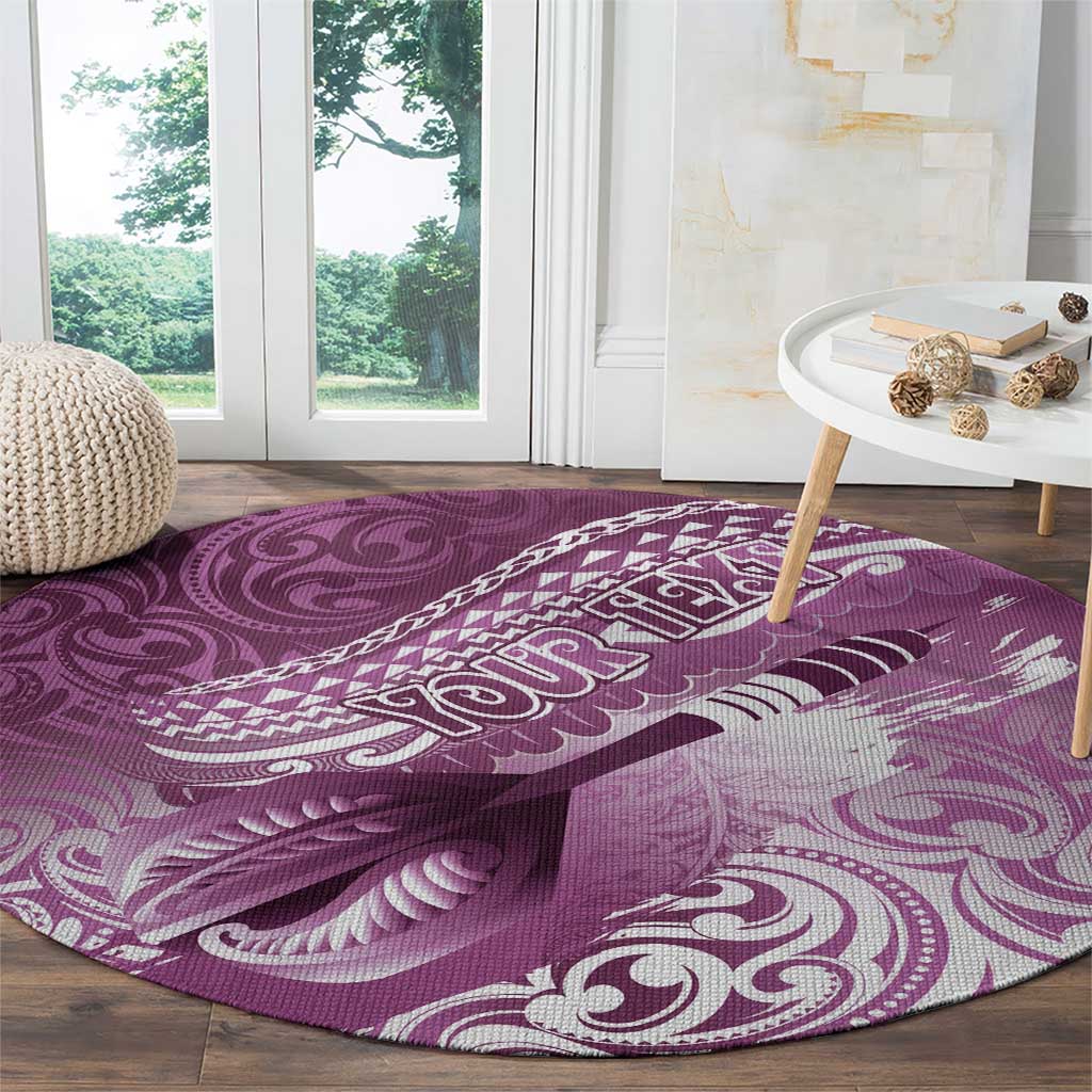 Personalised New Zealand Aotearoa Darts Masters Round Carpet Maori Art Tattoo with Tribal Dart Symbol Pink - Polynesian Pride