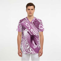 Personalised New Zealand Aotearoa Darts Masters Scrub Top Maori Art Tattoo with Tribal Dart Symbol Pink - Polynesian Pride
