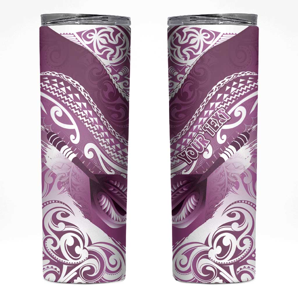 Personalised New Zealand Aotearoa Darts Masters Skinny Tumbler Maori Art Tattoo with Tribal Dart Symbol Pink - Polynesian Pride