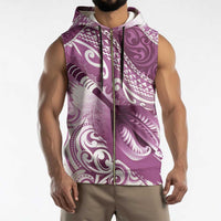 Personalised New Zealand Aotearoa Darts Masters Sleeveless Zip Hoodie Maori Art Tattoo with Tribal Dart Symbol Pink - Polynesian Pride