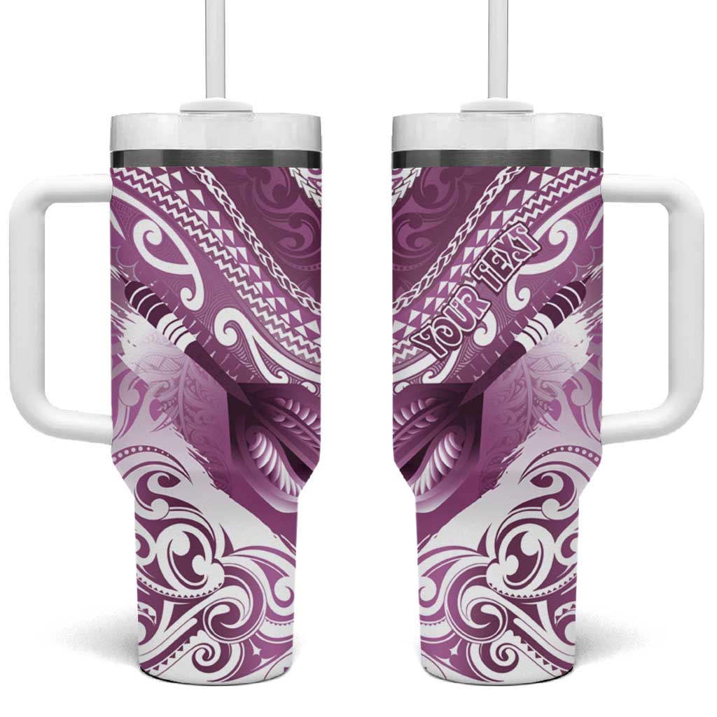Personalised New Zealand Aotearoa Darts Masters Tumbler With Handle Maori Art Tattoo with Tribal Dart Symbol Pink - Polynesian Pride