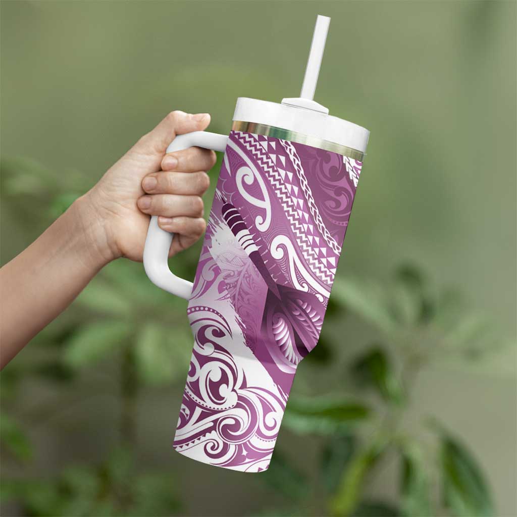 Personalised New Zealand Aotearoa Darts Masters Tumbler With Handle Maori Art Tattoo with Tribal Dart Symbol Pink - Polynesian Pride