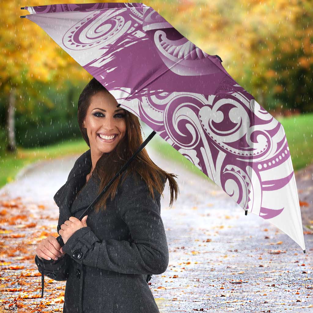 Personalised New Zealand Aotearoa Darts Masters Umbrella Maori Art Tattoo with Tribal Dart Symbol Pink - Polynesian Pride