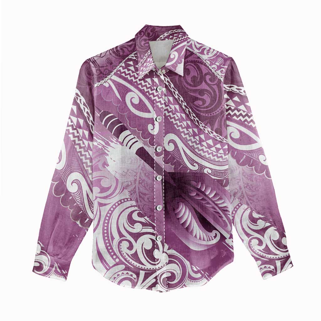 Personalised New Zealand Aotearoa Darts Masters Women Casual Shirt Maori Art Tattoo with Tribal Dart Symbol Pink - Polynesian Pride