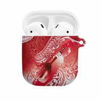 Personalised New Zealand Aotearoa Darts Masters AirPods Case Maori Art Tattoo with Tribal Dart Symbol Red - Polynesian Pride