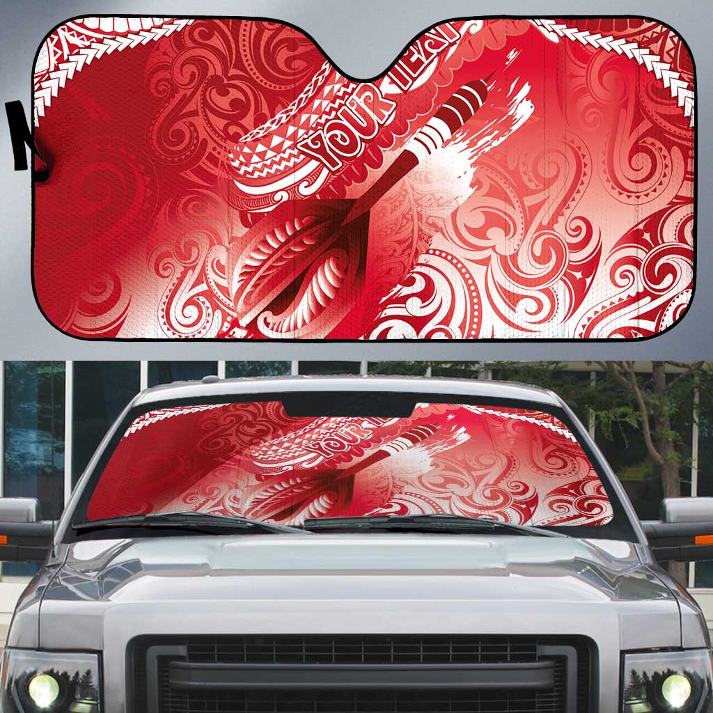 Personalised New Zealand Aotearoa Darts Masters Auto Sun Shade Maori Art Tattoo with Tribal Dart Symbol Red LT03 Red - Polynesian Pride
