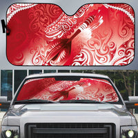 Personalised New Zealand Aotearoa Darts Masters Auto Sun Shade Maori Art Tattoo with Tribal Dart Symbol Red LT03 Red - Polynesian Pride
