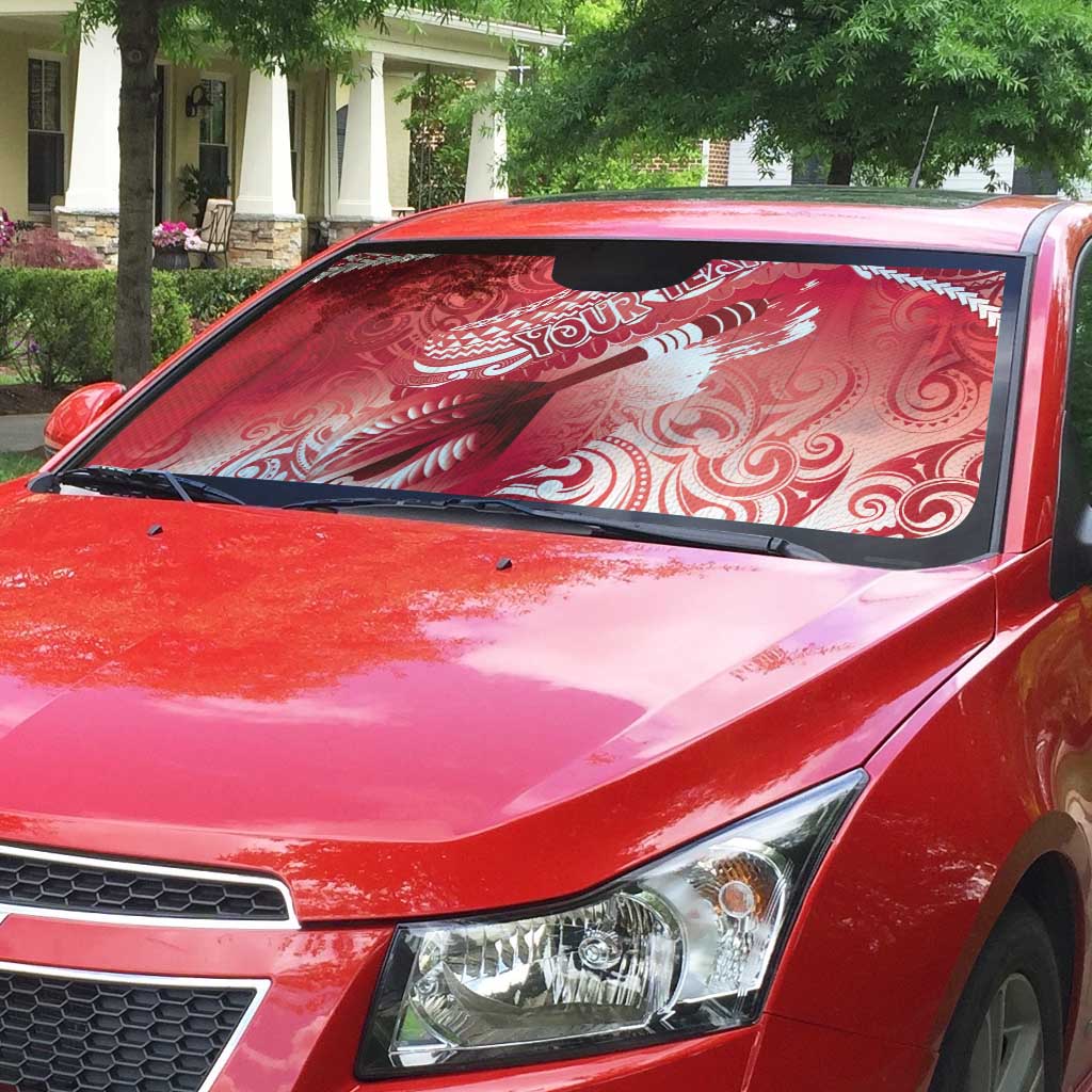 Personalised New Zealand Aotearoa Darts Masters Auto Sun Shade Maori Art Tattoo with Tribal Dart Symbol Red LT03 - Polynesian Pride