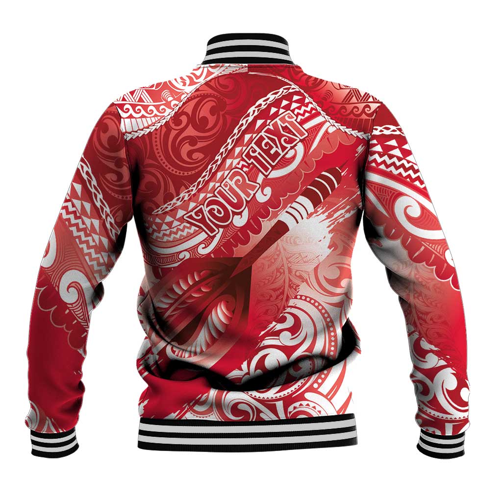 Personalised New Zealand Aotearoa Darts Masters Baseball Jacket Maori Art Tattoo with Tribal Dart Symbol Red - Polynesian Pride