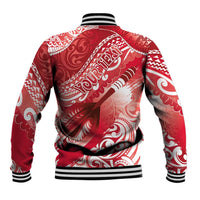 Personalised New Zealand Aotearoa Darts Masters Baseball Jacket Maori Art Tattoo with Tribal Dart Symbol Red - Polynesian Pride