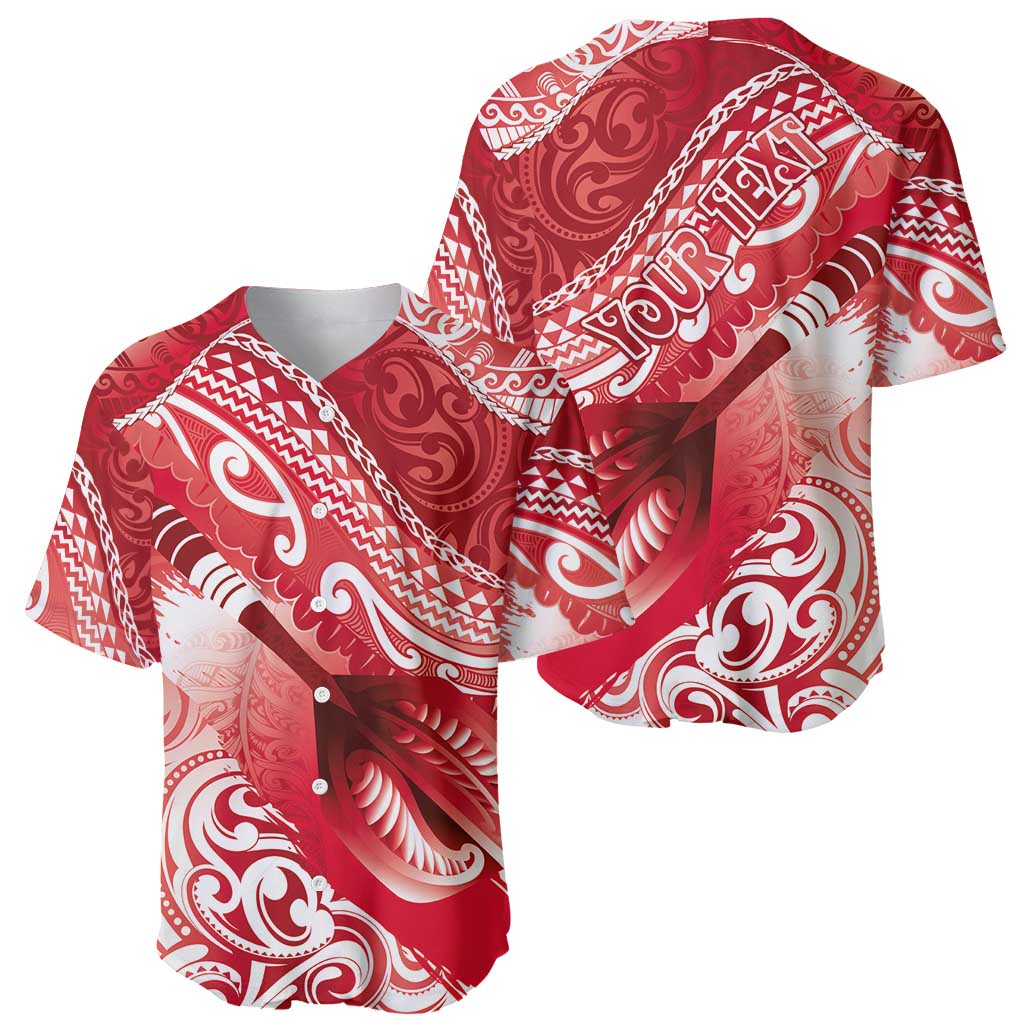 Personalised New Zealand Aotearoa Darts Masters Baseball Jersey Maori Art Tattoo with Tribal Dart Symbol Red - Polynesian Pride