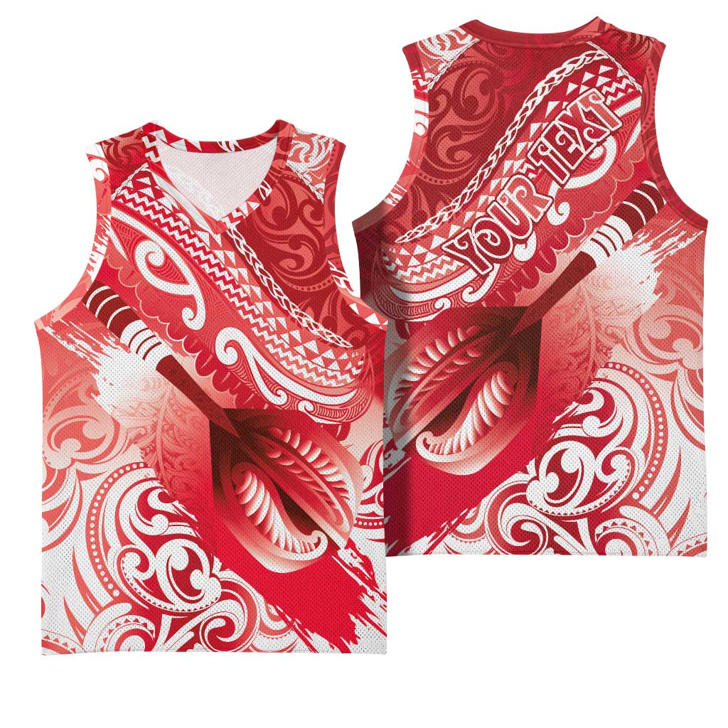 Personalised New Zealand Aotearoa Darts Masters Basketball Jersey Maori Art Tattoo with Tribal Dart Symbol Red - Polynesian Pride