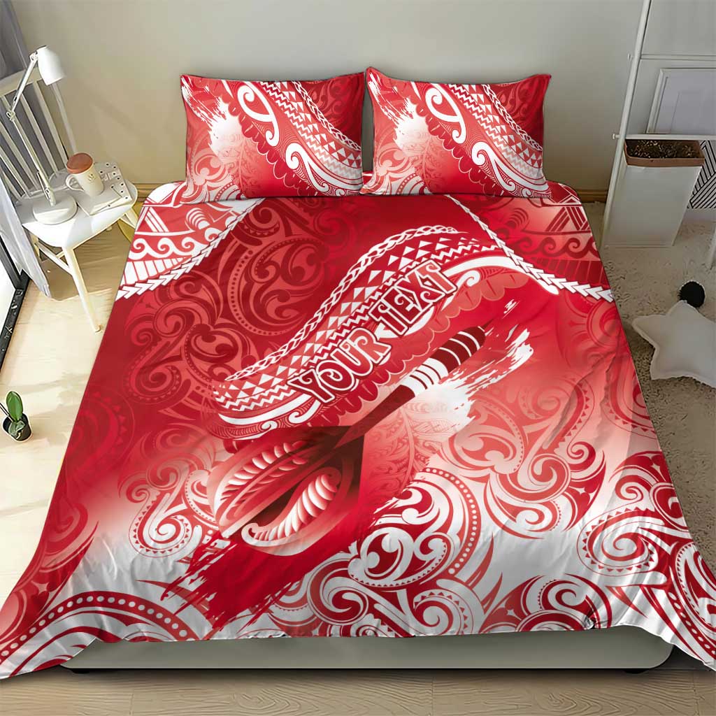 Personalised New Zealand Aotearoa Darts Masters Bedding Set Maori Art Tattoo with Tribal Dart Symbol Red - Polynesian Pride