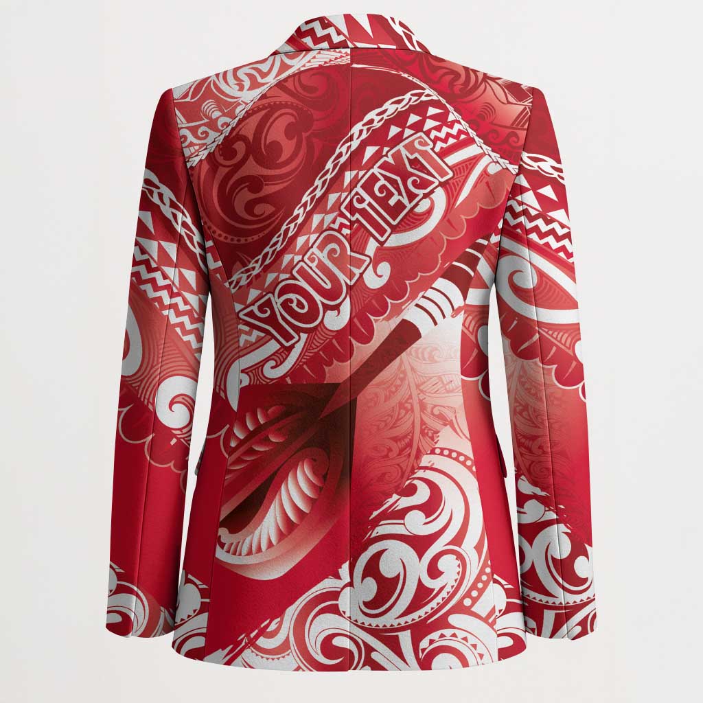 Personalised New Zealand Aotearoa Darts Masters Blazer Maori Art Tattoo with Tribal Dart Symbol Red - Polynesian Pride