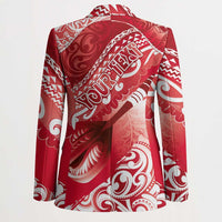 Personalised New Zealand Aotearoa Darts Masters Blazer Maori Art Tattoo with Tribal Dart Symbol Red - Polynesian Pride