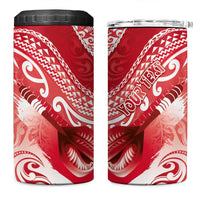 Personalised New Zealand Aotearoa Darts Masters 4 in 1 Can Cooler Tumbler Maori Art Tattoo with Tribal Dart Symbol Red - Polynesian Pride