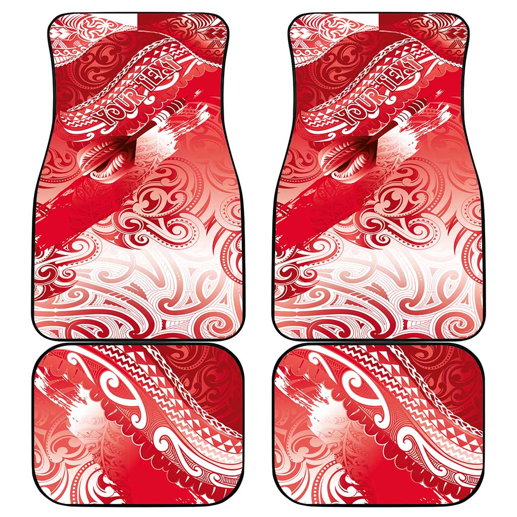 Personalised New Zealand Aotearoa Darts Masters Car Mats Maori Art Tattoo with Tribal Dart Symbol Red - Polynesian Pride