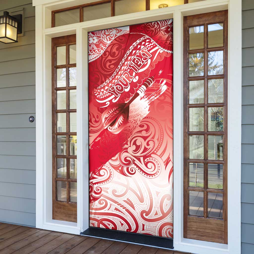 Personalised New Zealand Aotearoa Darts Masters Door Cover Maori Art Tattoo with Tribal Dart Symbol Red - Polynesian Pride
