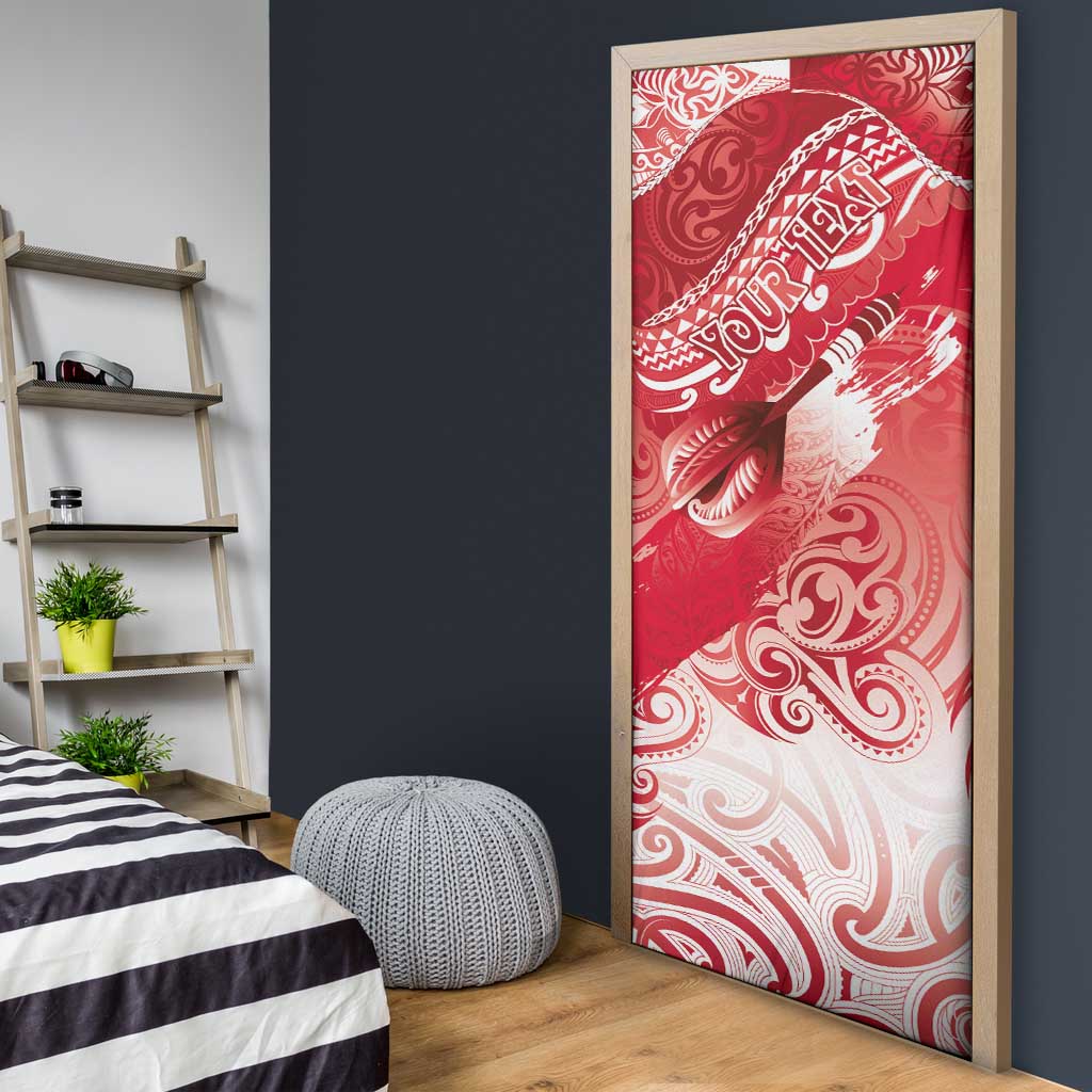 Personalised New Zealand Aotearoa Darts Masters Door Cover Maori Art Tattoo with Tribal Dart Symbol Red - Polynesian Pride