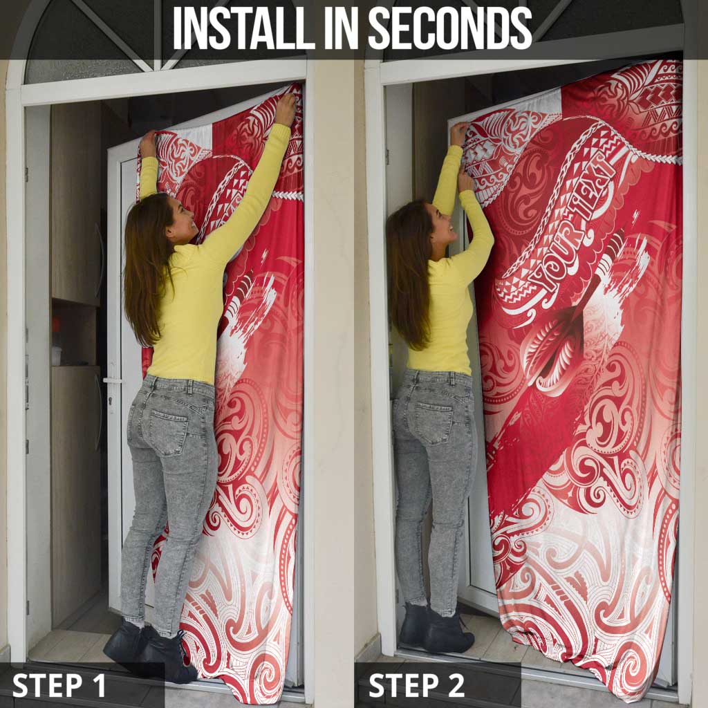 Personalised New Zealand Aotearoa Darts Masters Door Cover Maori Art Tattoo with Tribal Dart Symbol Red - Polynesian Pride