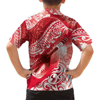 Personalised New Zealand Aotearoa Darts Masters Family Matching Long Sleeve Bodycon Dress and Hawaiian Shirt Maori Art Tattoo with Tribal Dart Symbol Red - Polynesian Pride