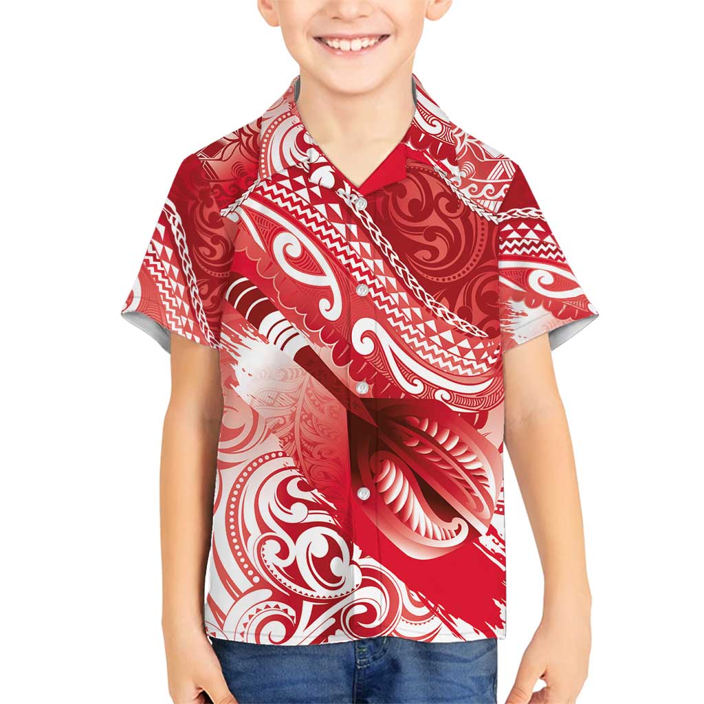 Personalised New Zealand Aotearoa Darts Masters Family Matching Tank Maxi Dress and Hawaiian Shirt Maori Art Tattoo with Tribal Dart Symbol Red - Polynesian Pride