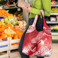 Personalised New Zealand Aotearoa Darts Masters Grocery Bag Maori Art Tattoo with Tribal Dart Symbol Red - Polynesian Pride