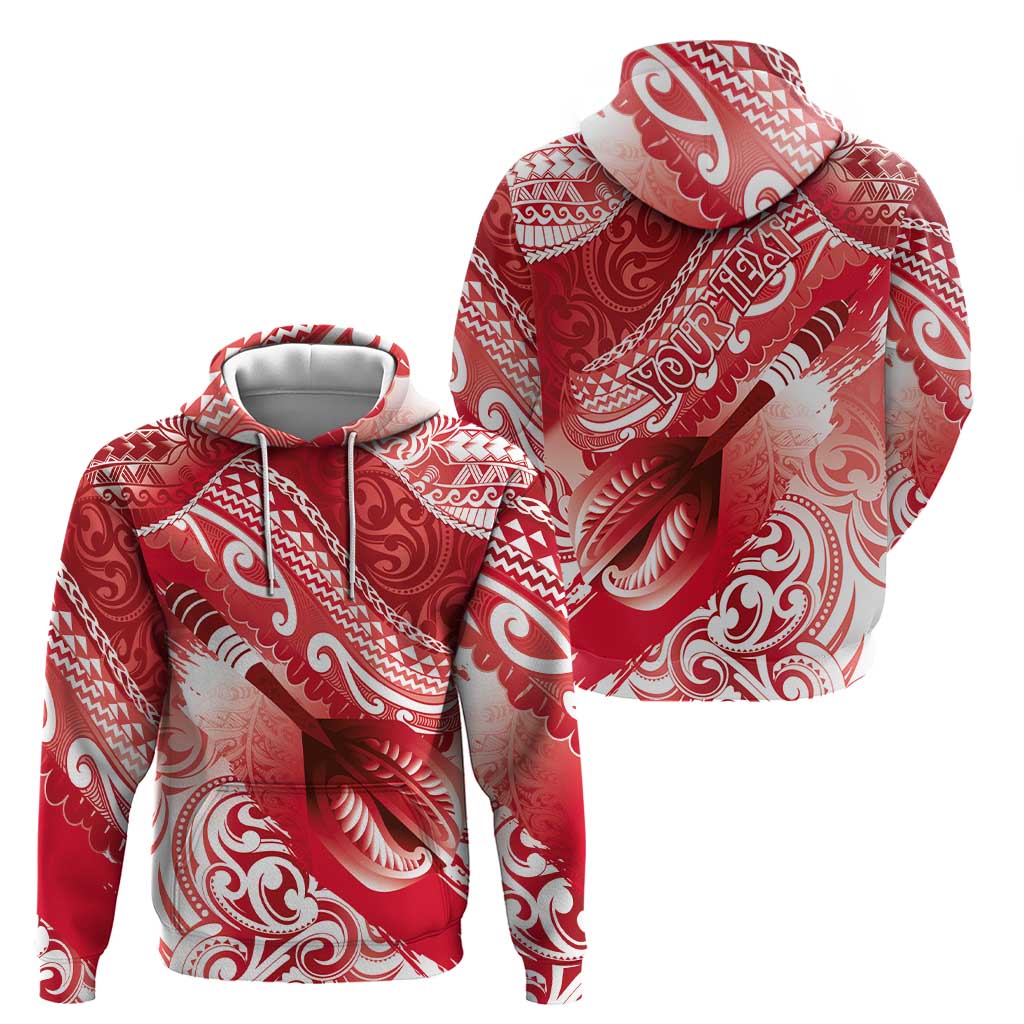 Personalised New Zealand Aotearoa Darts Masters Hoodie Maori Art Tattoo with Tribal Dart Symbol Red - Polynesian Pride