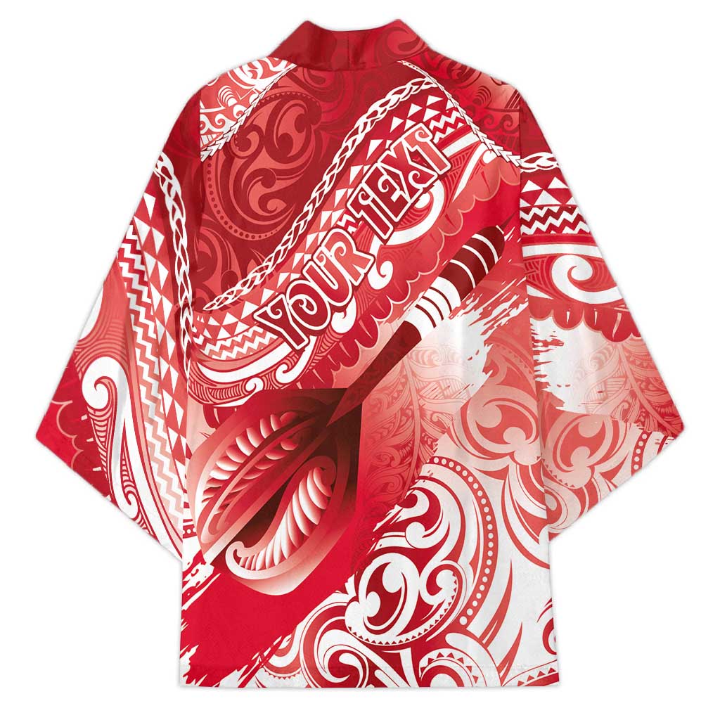 Personalised New Zealand Aotearoa Darts Masters Kimono Maori Art Tattoo with Tribal Dart Symbol Red - Polynesian Pride