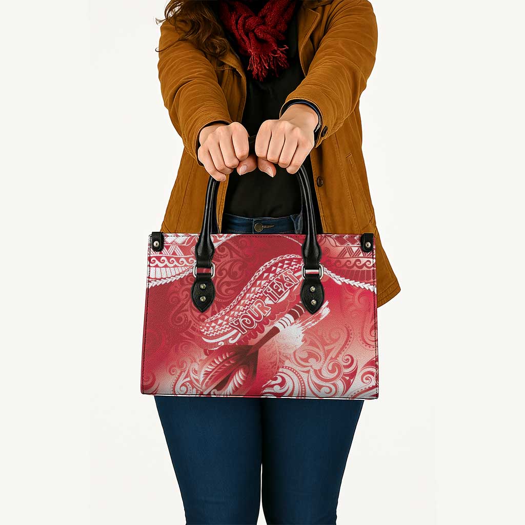 Personalised New Zealand Aotearoa Darts Masters Leather Bag Maori Art Tattoo with Tribal Dart Symbol Red - Polynesian Pride