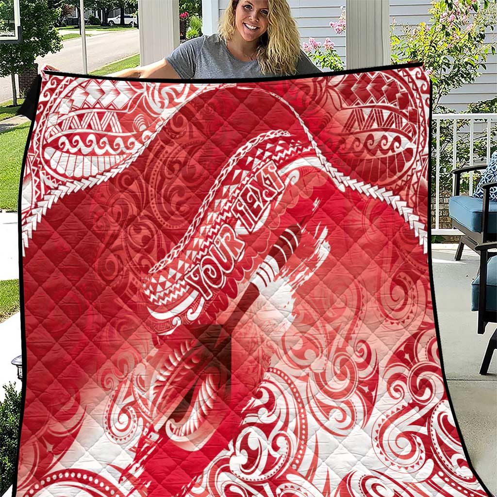 Personalised New Zealand Aotearoa Darts Masters Quilt Maori Art Tattoo with Tribal Dart Symbol Red - Polynesian Pride