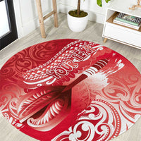 Personalised New Zealand Aotearoa Darts Masters Round Carpet Maori Art Tattoo with Tribal Dart Symbol Red - Polynesian Pride
