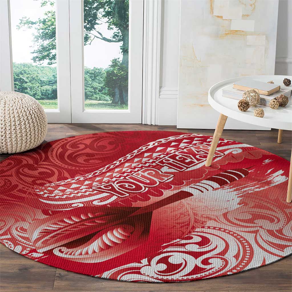 Personalised New Zealand Aotearoa Darts Masters Round Carpet Maori Art Tattoo with Tribal Dart Symbol Red - Polynesian Pride