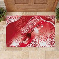 Personalised New Zealand Aotearoa Darts Masters Rubber Doormat Maori Art Tattoo with Tribal Dart Symbol Red - Polynesian Pride