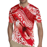 Personalised New Zealand Aotearoa Darts Masters Rugby Jersey Maori Art Tattoo with Tribal Dart Symbol Red - Polynesian Pride