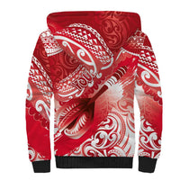 Personalised New Zealand Aotearoa Darts Masters Sherpa Hoodie Maori Art Tattoo with Tribal Dart Symbol Red - Polynesian Pride