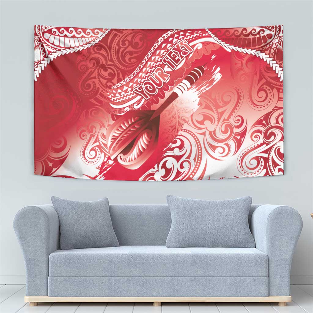 Personalised New Zealand Aotearoa Darts Masters Tapestry Maori Art Tattoo with Tribal Dart Symbol Red - Polynesian Pride