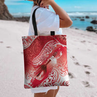 Personalised New Zealand Aotearoa Darts Masters Tote Bag Maori Art Tattoo with Tribal Dart Symbol Red - Polynesian Pride