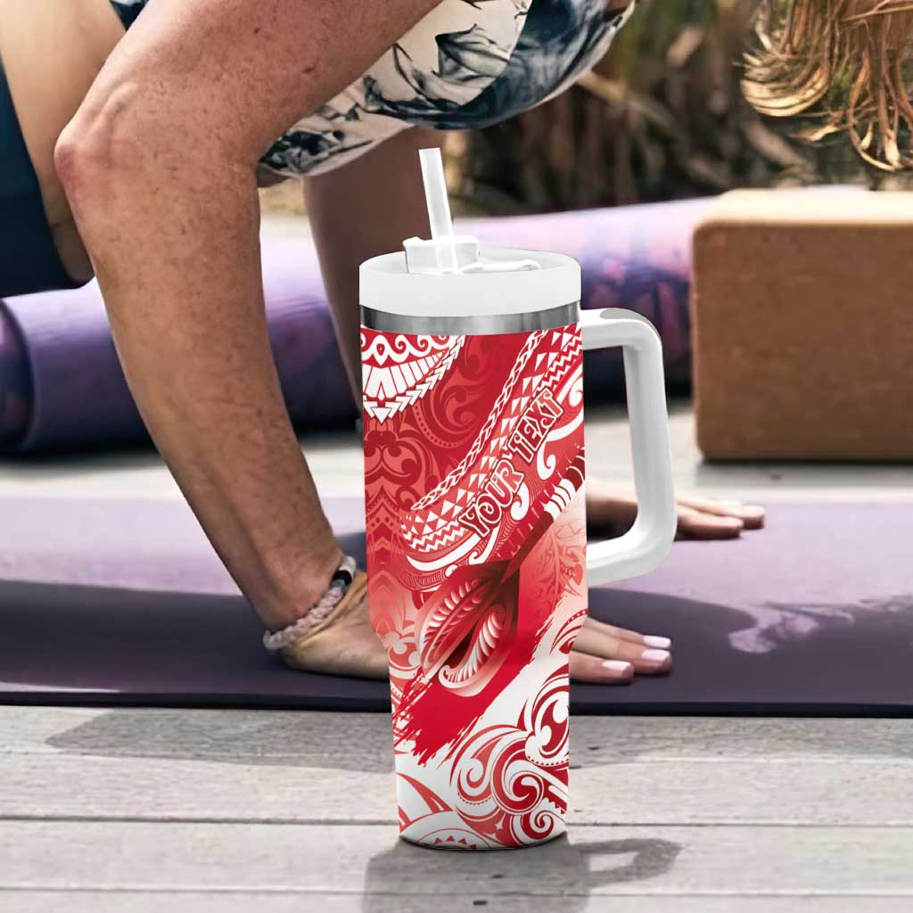 Personalised New Zealand Aotearoa Darts Masters Tumbler With Handle Maori Art Tattoo with Tribal Dart Symbol Red - Polynesian Pride