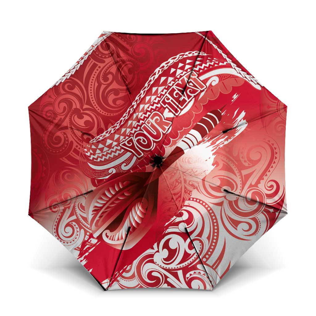 Personalised New Zealand Aotearoa Darts Masters Umbrella Maori Art Tattoo with Tribal Dart Symbol Red - Polynesian Pride
